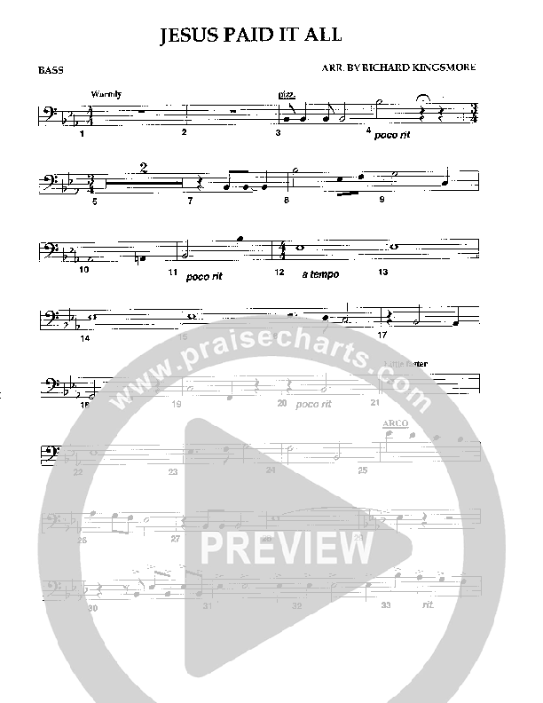 Jesus Paid It All (Instrumental) Double Bass (Camp Kirkland)