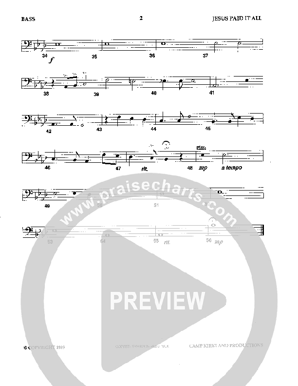 Jesus Paid It All (Instrumental) Double Bass (Camp Kirkland)