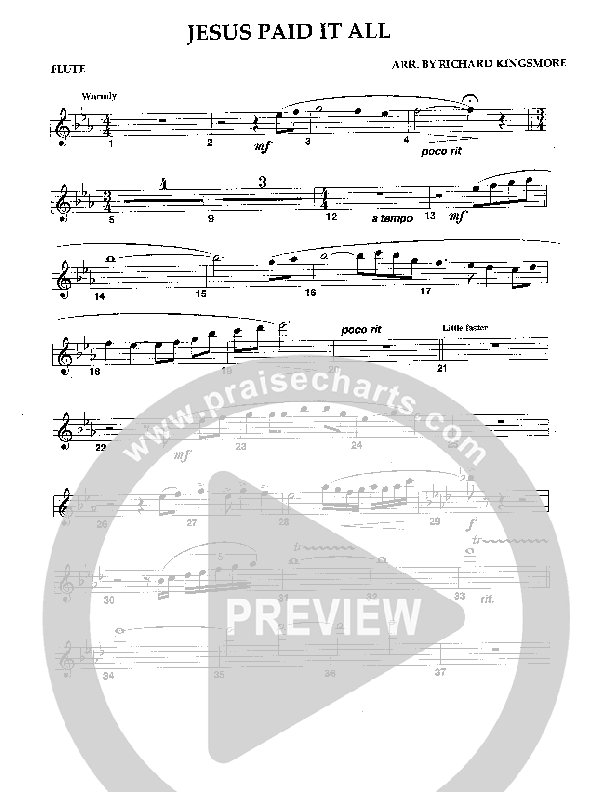 Jesus Paid It All (Instrumental) Flute (Camp Kirkland)