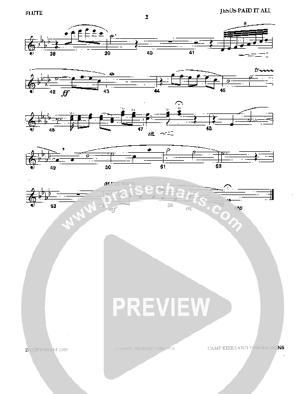 Jesus Paid It All (Instrumental) Flute (Camp Kirkland)