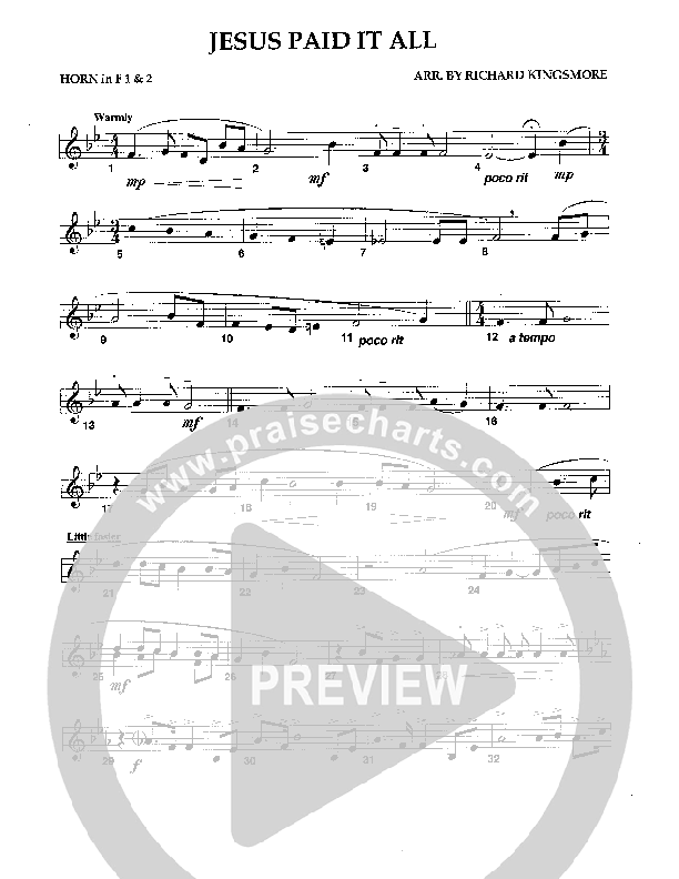 Jesus Paid It All (Instrumental) French Horn (Camp Kirkland)