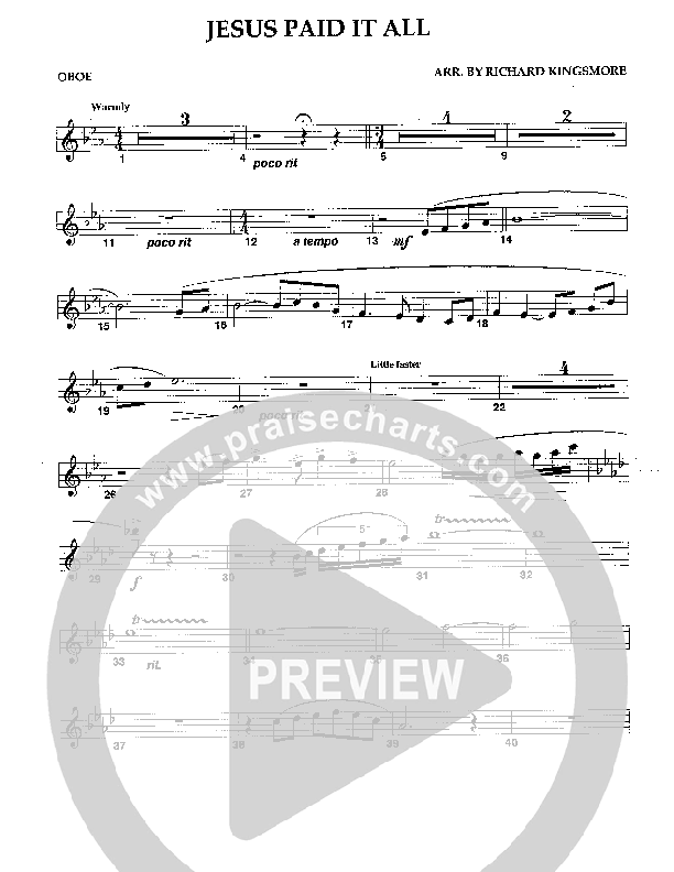 Jesus Paid It All (Instrumental) Oboe (Camp Kirkland)