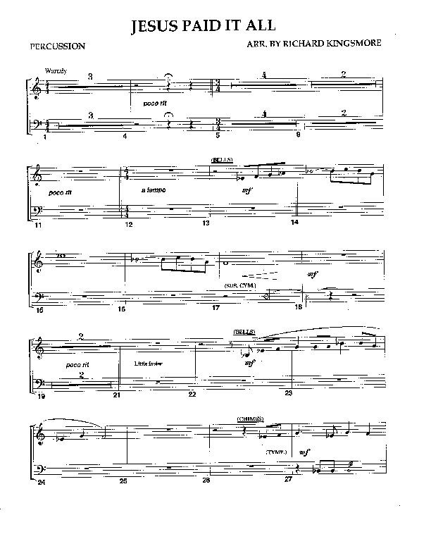 Jesus Paid It All (Instrumental) Percussion (Camp Kirkland)