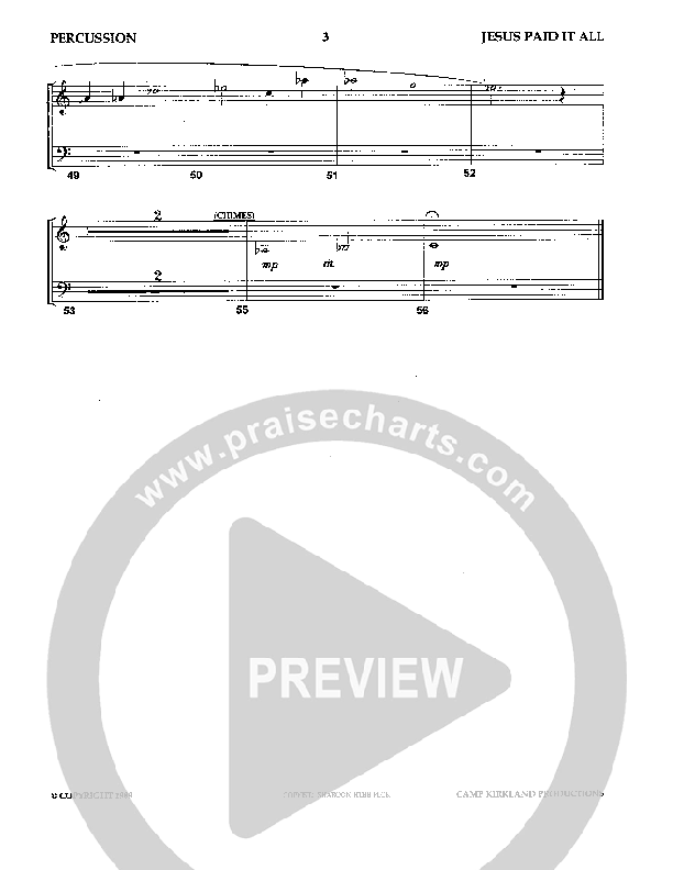 Jesus Paid It All (Instrumental) Percussion (Camp Kirkland)