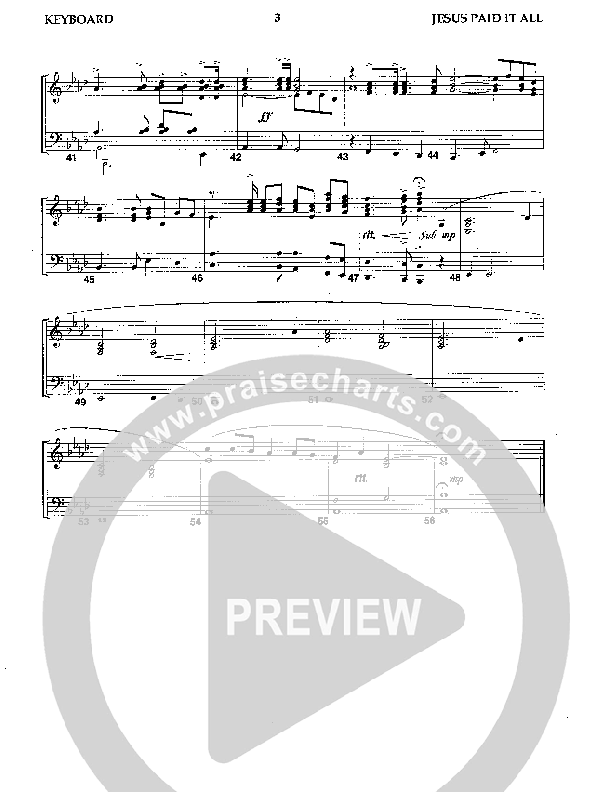 Jesus Paid It All (Instrumental) Piano Sheet (Camp Kirkland)