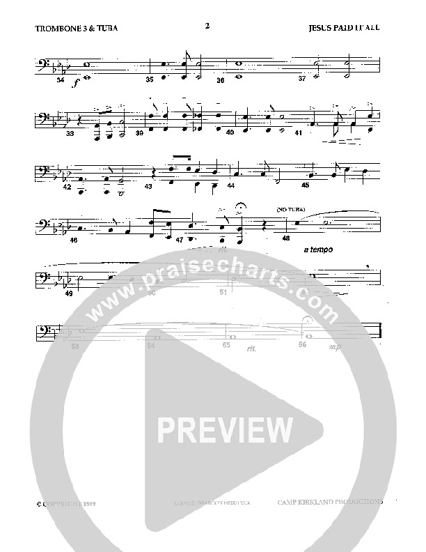 Jesus Paid It All (Instrumental) Trombone 3/Tuba (Camp Kirkland)
