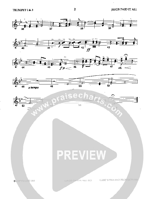 Jesus Paid It All (Instrumental) Trumpet 2/3 (Camp Kirkland)