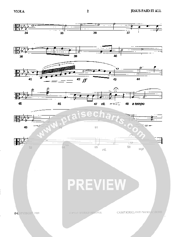 Jesus Paid It All (Instrumental) Viola (Camp Kirkland)