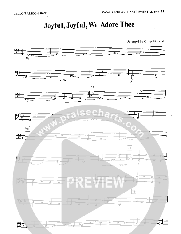 Joyful Joyful We Adore Thee (Instrumental) Cello (Camp Kirkland)
