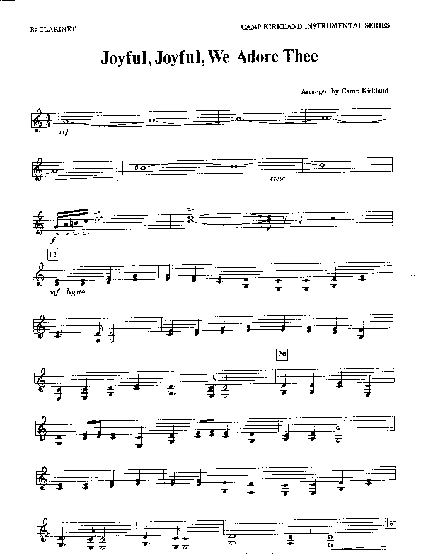Joyful Joyful We Adore Thee (Instrumental) Clarinet (Camp Kirkland)