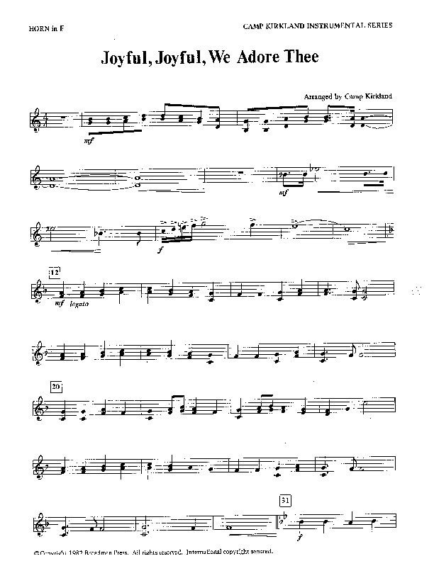 Joyful Joyful We Adore Thee (Instrumental) French Horn (Camp Kirkland)