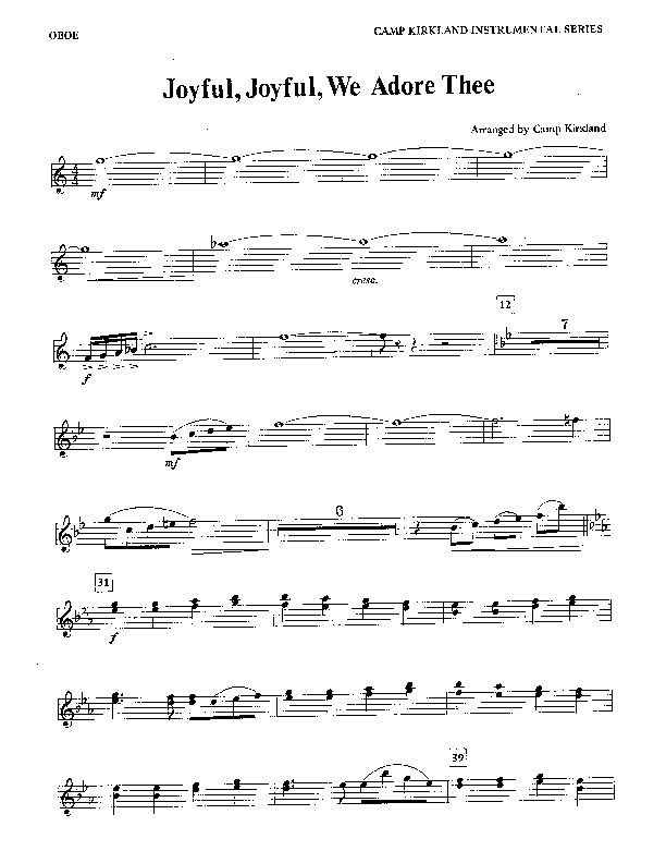 Joyful Joyful We Adore Thee (Instrumental) Oboe (Camp Kirkland)