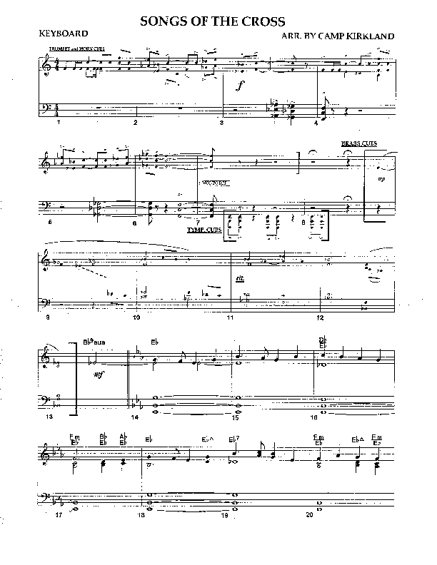 Songs Of The Cross Piano Sheet (Camp Kirkland)