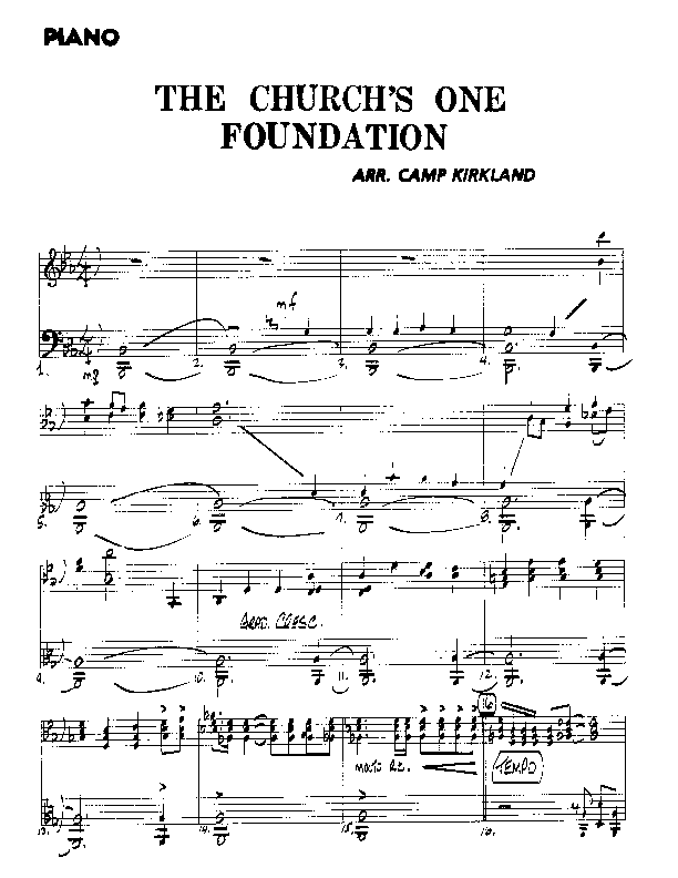 The Church's One Foundation Piano Sheet (Camp Kirkland)
