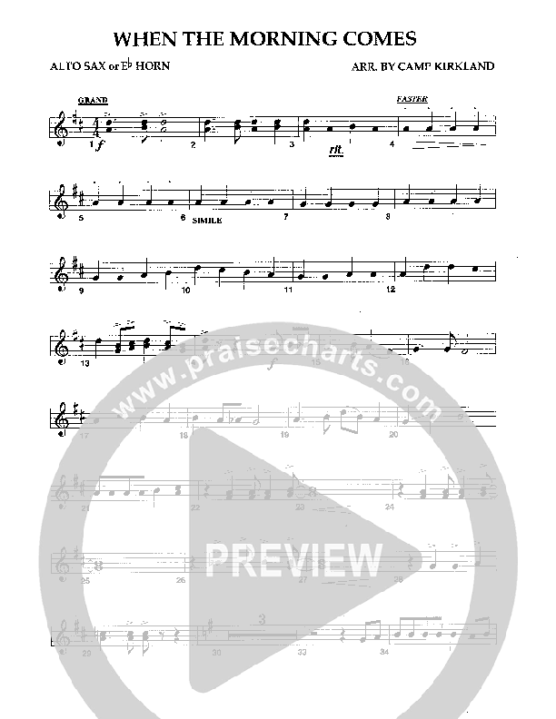 When The Morning Comes Alto Sax (Camp Kirkland)