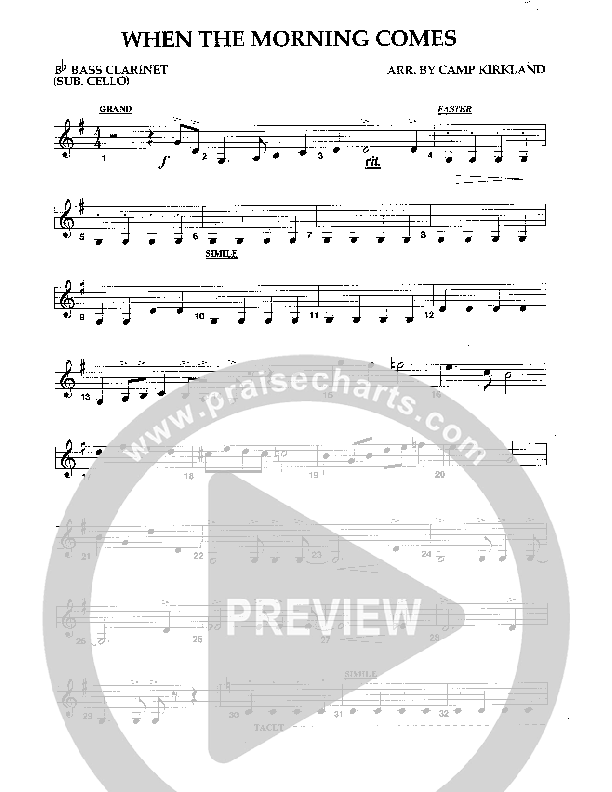 When The Morning Comes Bass Clarinet (Camp Kirkland)