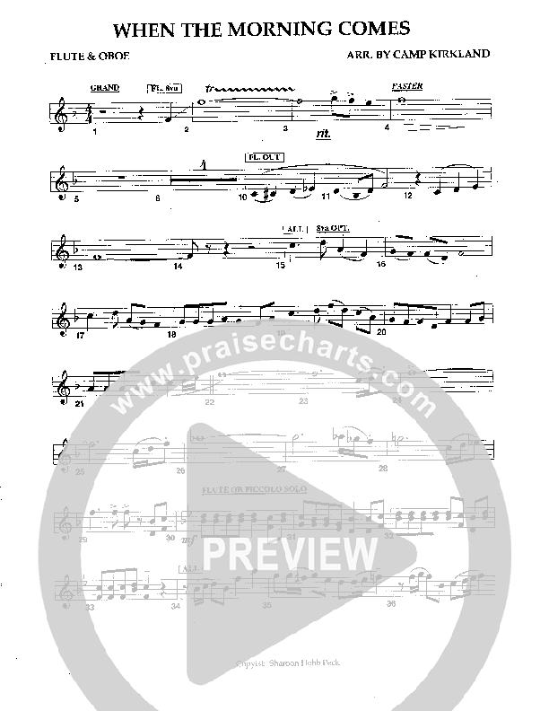 When The Morning Comes Flute/Oboe (Camp Kirkland)