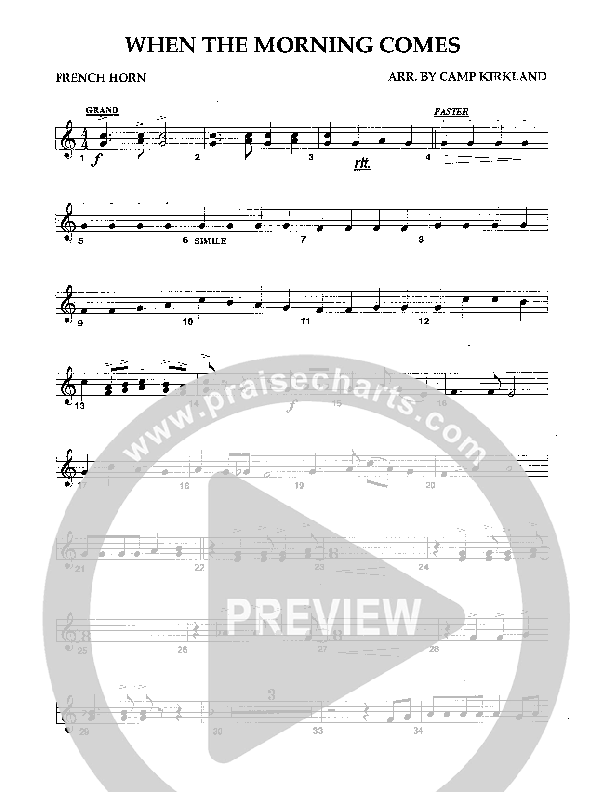 When The Morning Comes French Horn (Camp Kirkland)