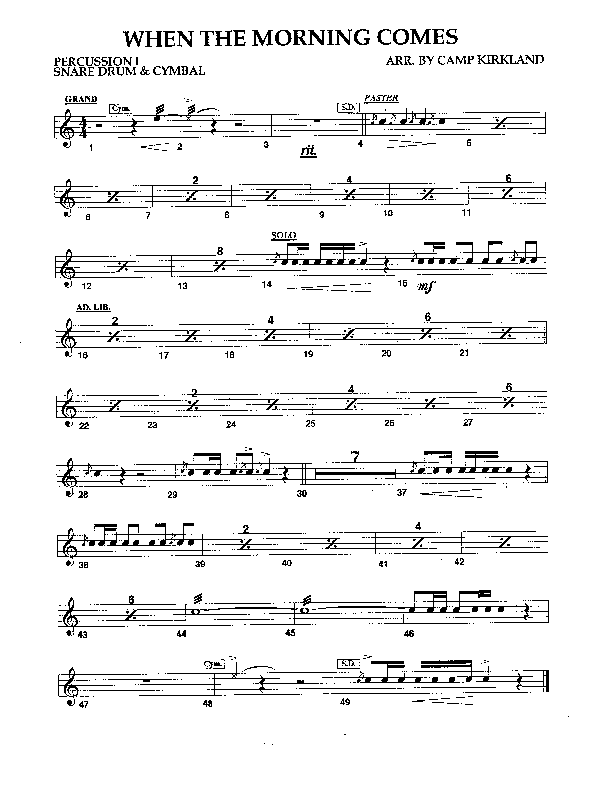 When The Morning Comes Percussion 1/2 (Camp Kirkland)