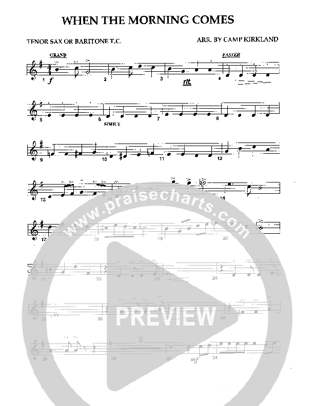 When The Morning Comes Tenor Sax/Baritone T.C. (Camp Kirkland)