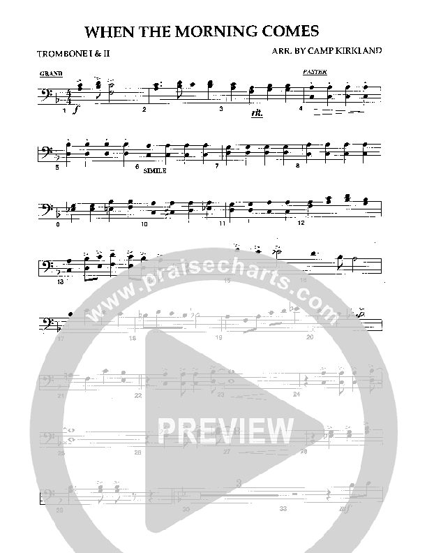 When The Morning Comes Trombone 1/2 (Camp Kirkland)