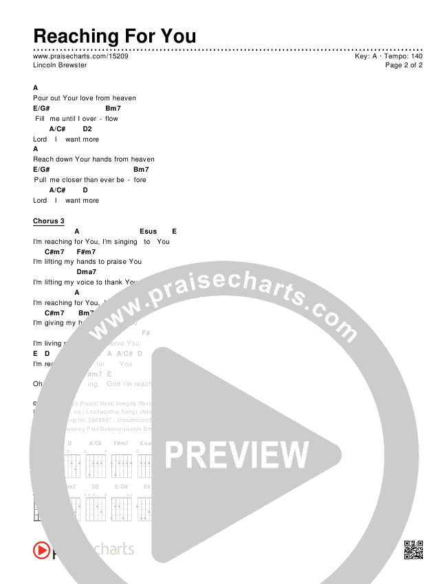 Reaching For You Chords & Lyrics (Lincoln Brewster)
