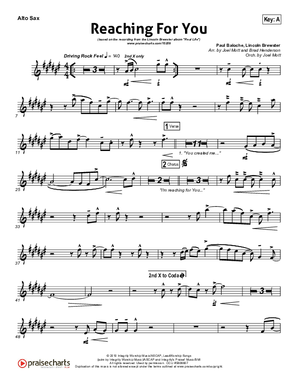 Reaching For You Alto Sax (Lincoln Brewster)