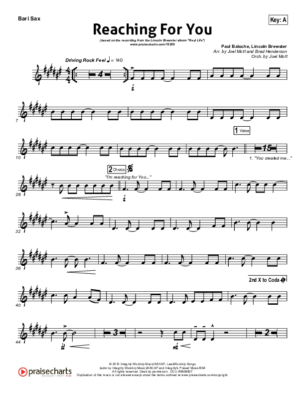 Reaching For You Bari Sax (Lincoln Brewster)