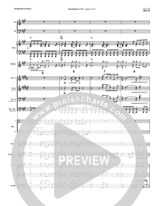 Reaching For You Conductor's Score (Lincoln Brewster)