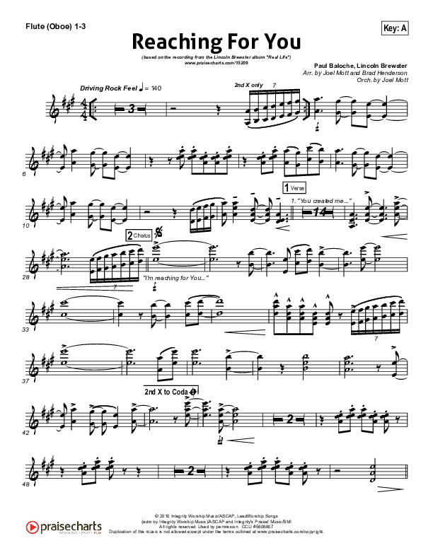 Reaching For You Flute/Oboe 1/2/3 (Lincoln Brewster)
