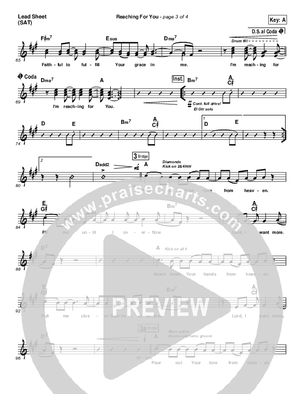 Reaching For You Lead Sheet (Lincoln Brewster)