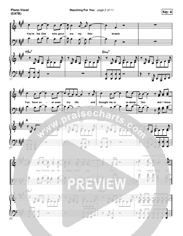 Reaching For You Piano/Vocal & Lead (Lincoln Brewster)