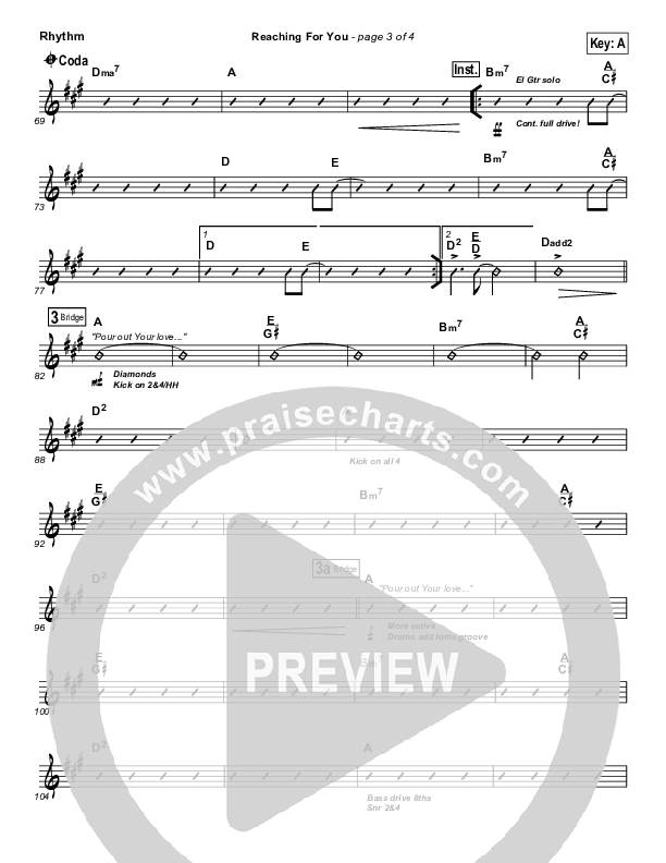 Reaching For You Rhythm Chart (Lincoln Brewster)