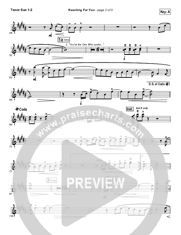 Reaching For You Tenor Sax 1/2 (Lincoln Brewster)