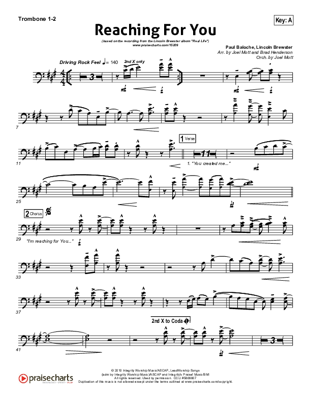 Reaching For You Trombone 1/2 (Lincoln Brewster)