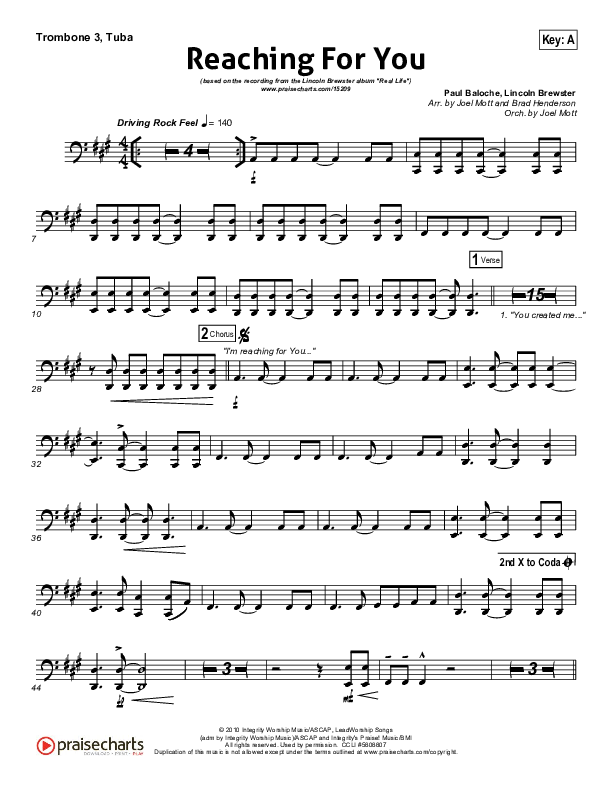 Reaching For You Trombone 3/Tuba (Lincoln Brewster)