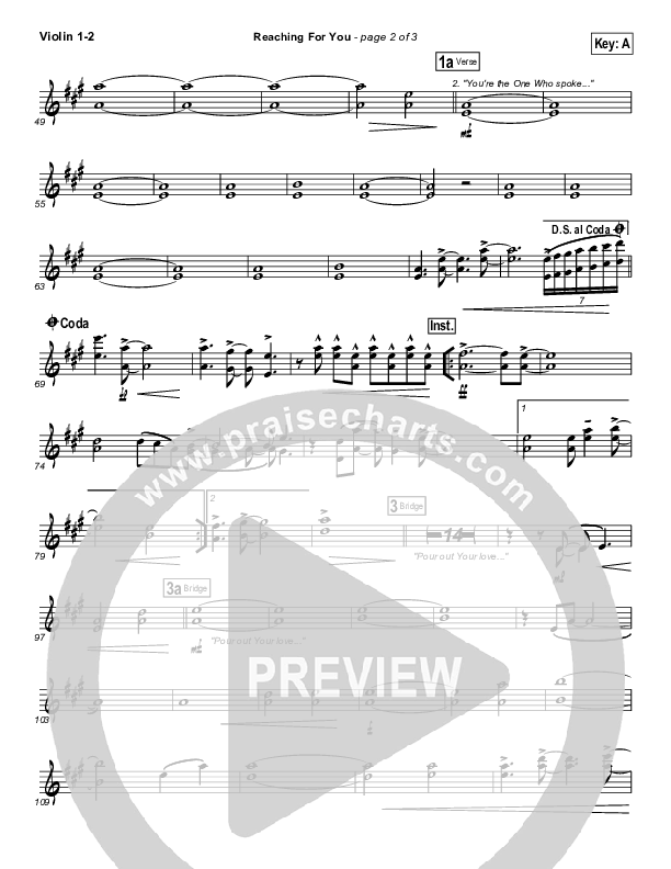 Reaching For You Violin 1/2 (Lincoln Brewster)