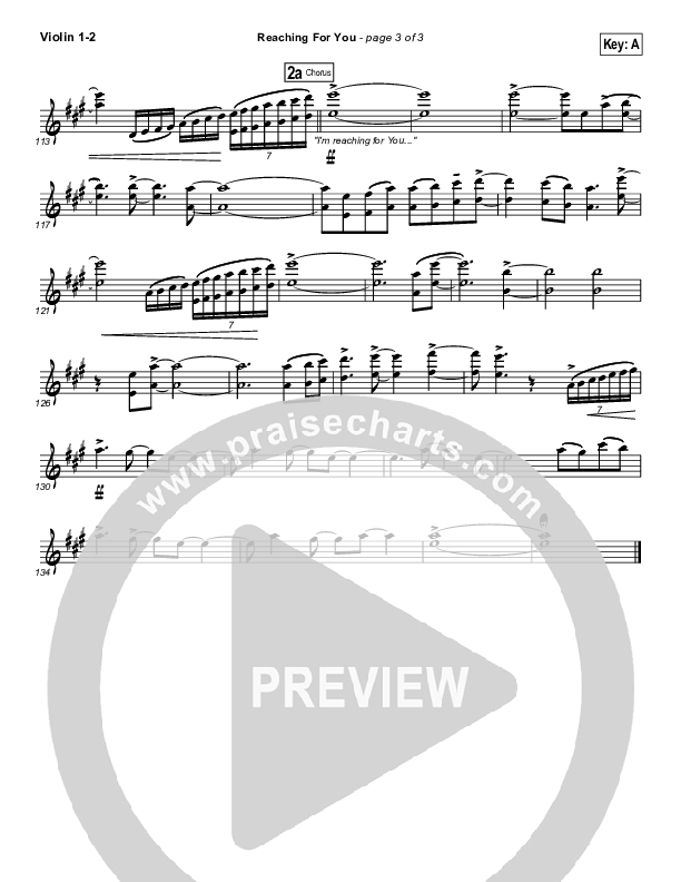 Reaching For You Violin 1/2 (Lincoln Brewster)