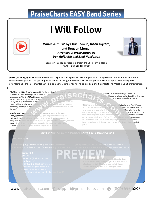 I Will Follow Cover Sheet (Chris Tomlin)