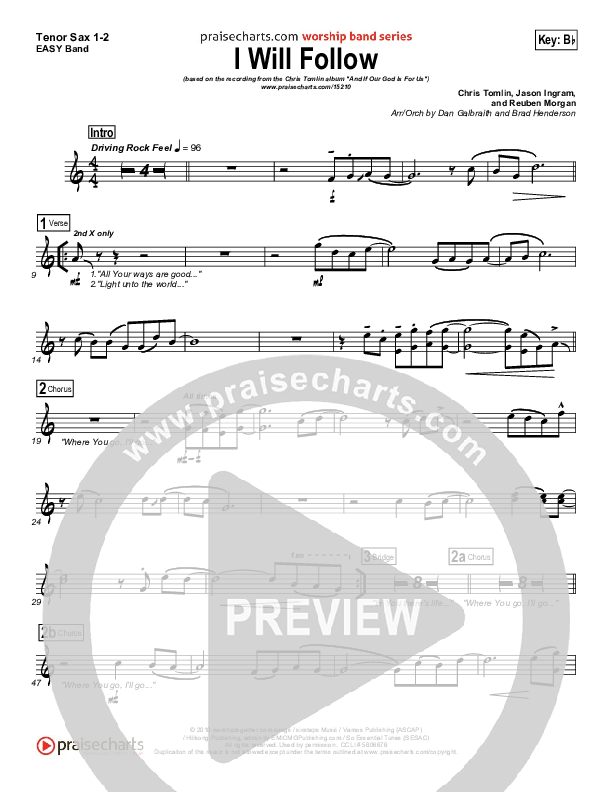 I Will Follow Tenor Sax 1/2 (Chris Tomlin)