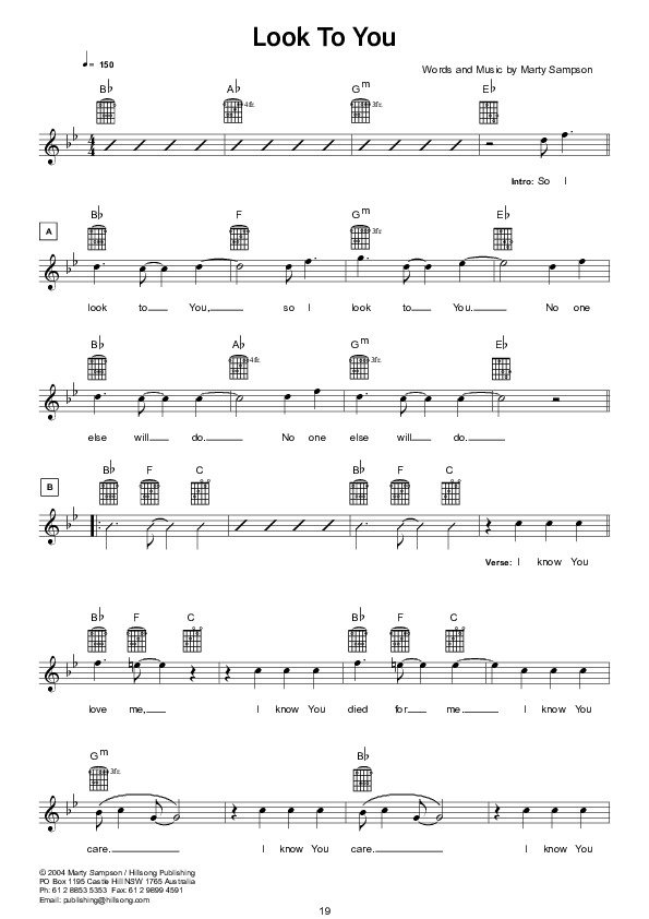 Look To You Lead Sheet (Hillsong UNITED)