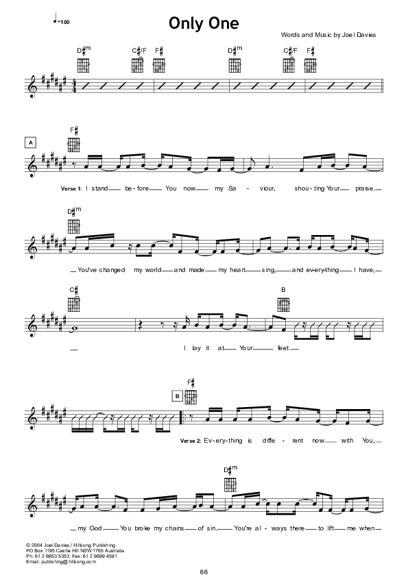 Only One Lead Sheet (Hillsong UNITED)