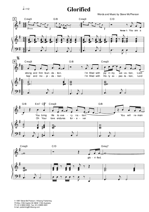 Glorified Piano/Vocal (Hillsong Worship)