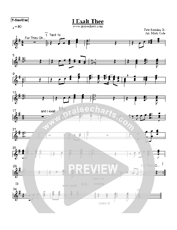 I Exalt Thee Tenor Sax/Clarinet (Pete Sanchez)