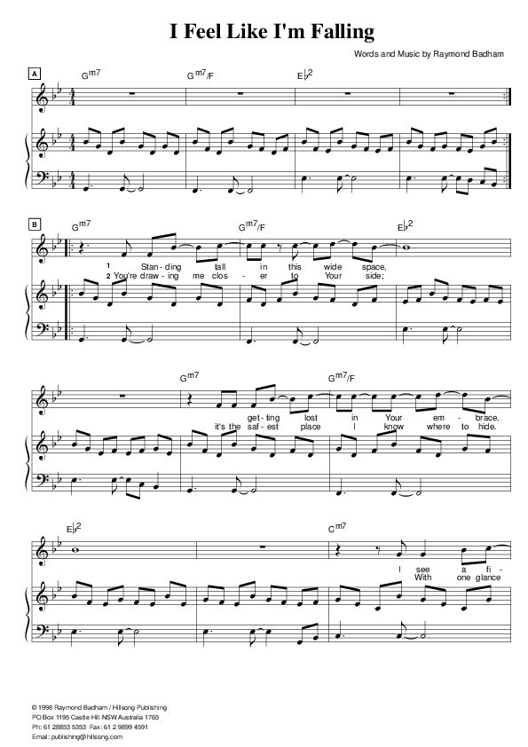 I Feel Like I'm Falling Lead & Piano (Hillsong Worship)