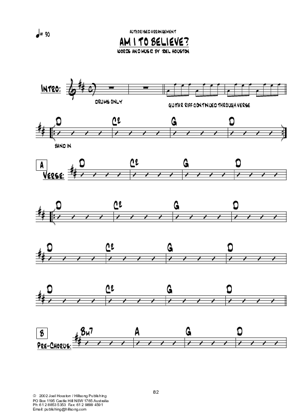 Am I To Believe Chord Chart (Hillsong UNITED)