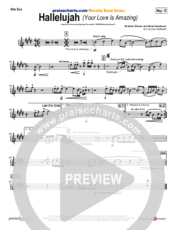 Hallelujah (Your Love Is Amazing) Alto Sax (Brian Doerksen)