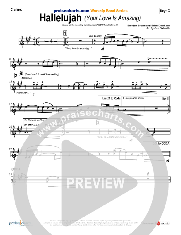 Hallelujah (Your Love Is Amazing) Clarinet (Brian Doerksen)