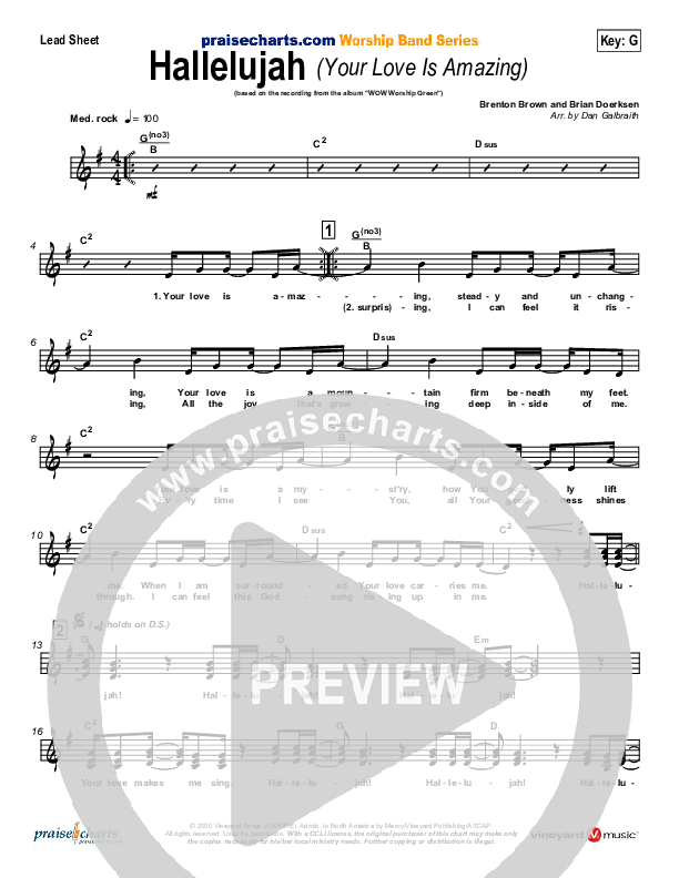 Hallelujah (Your Love Is Amazing) Lead Sheet (Brian Doerksen)