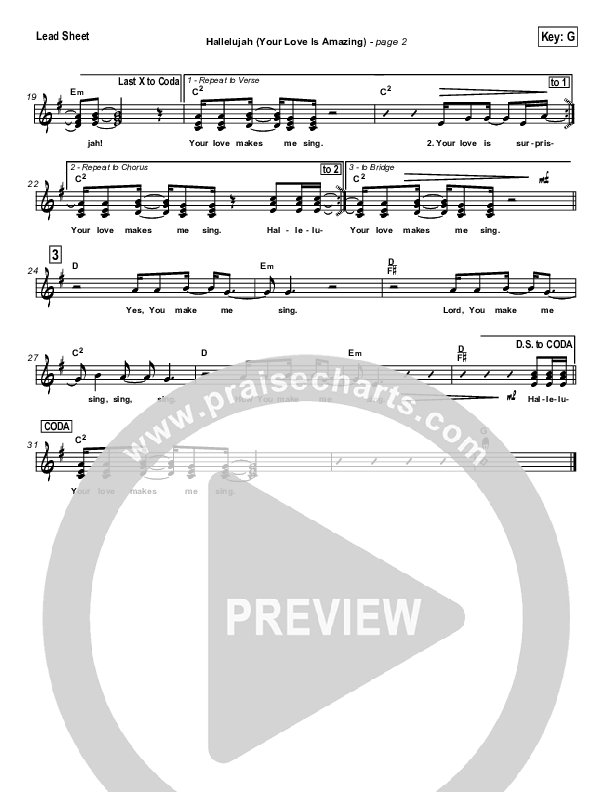 Hallelujah (Your Love Is Amazing) Lead Sheet (SAT) (Brian Doerksen)